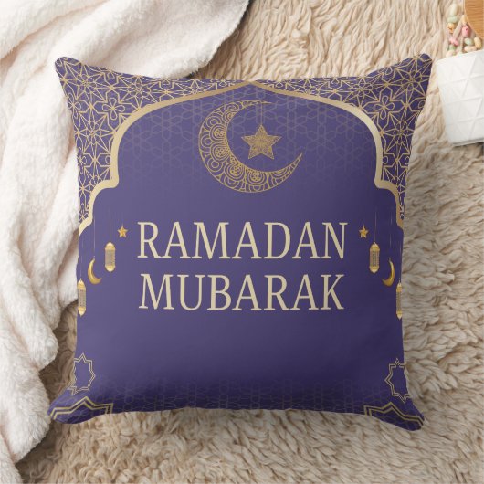 Elegant Ramadan Mubarak Throw Pillow クッション (ブランケット)