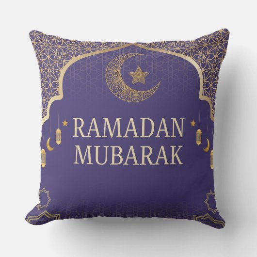 Elegant Ramadan Mubarak Throw Pillow クッション (正面)