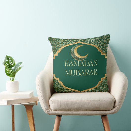 Elegant Ramadan Mubarak Throw Pillow クッション (椅子)