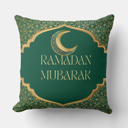 Elegant Ramadan Mubarak Throw Pillow クッション (正面)