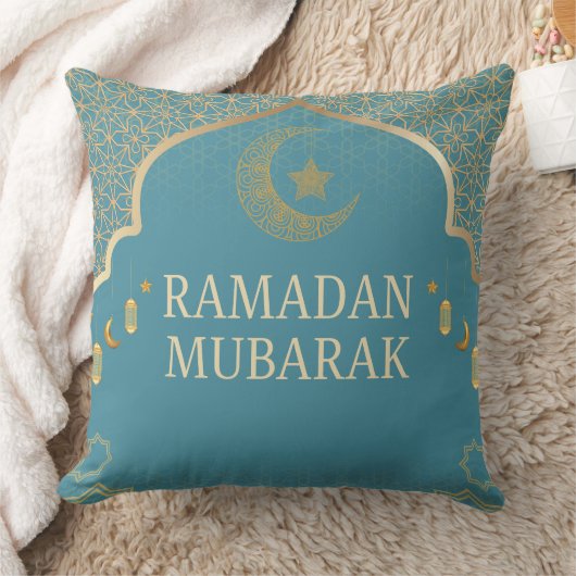 Elegant Ramadan Mubarak Throw Pillow クッション (ブランケット)