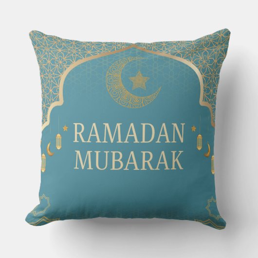 Elegant Ramadan Mubarak Throw Pillow クッション (正面)