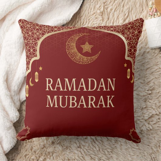 Elegant Ramadan Mubarak Throw Pillow クッション (ブランケット)
