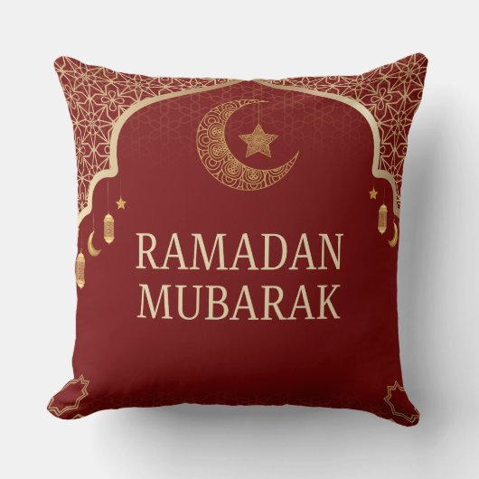 Elegant Ramadan Mubarak Throw Pillow クッション (正面)