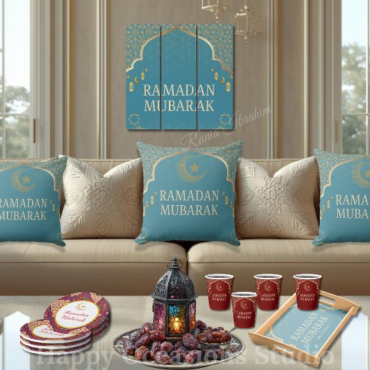 Elegant Ramadan Mubarak Throw Pillow クッション