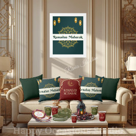Elegant Ramadan Mubarak Throw Pillow クッション