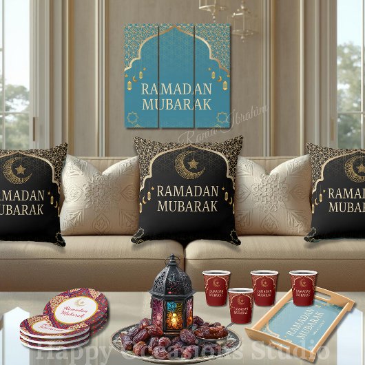 Elegant Ramadan Mubarak Throw Pillow クッション