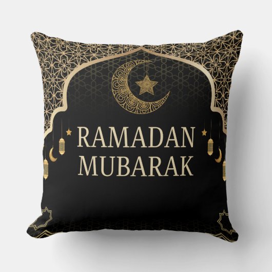 Elegant Ramadan Mubarak Throw Pillow クッション (正面)