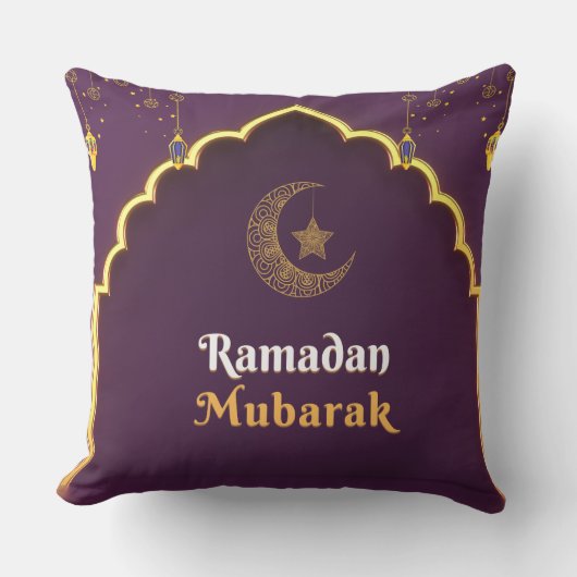 Elegant Ramadan Mubarak Throw Pillow クッション (正面)