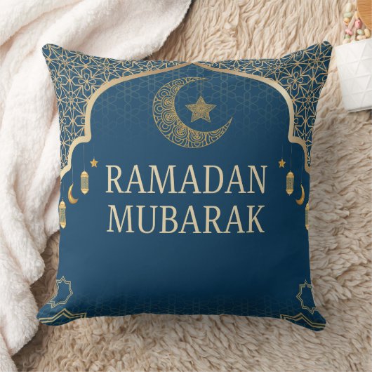 Elegant Ramadan Mubarak Throw Pillow クッション (ブランケット)