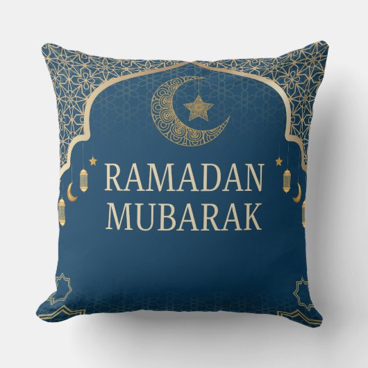 Elegant Ramadan Mubarak Throw Pillow クッション (正面)