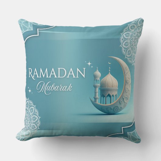 Elegant Ramadan Mubarak Throw Pillow クッション (正面)