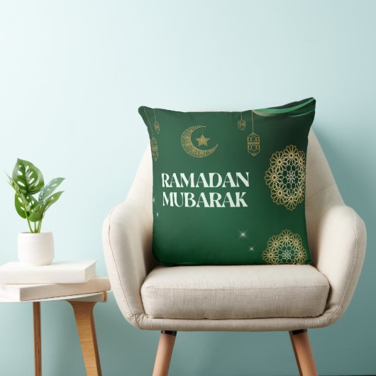 Elegant Ramadan Mubarak Throw Pillow クッション (椅子)