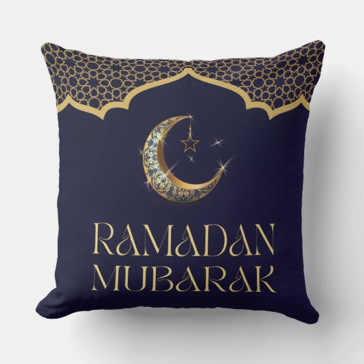 Elegant Ramadan Mubarak Throw Pillow クッション (正面)