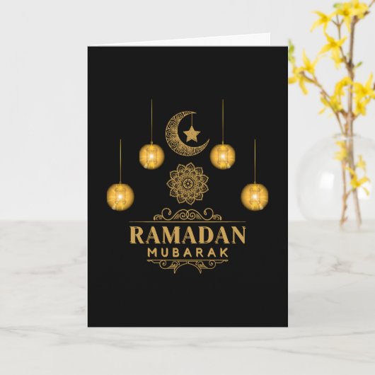Elegant Ramadan Nights- Eid Mubarak 2026 Holiday  カード (黄色い花)