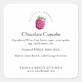 Elegant Raspberry Bakery Ingredient スクエアシール (正面)