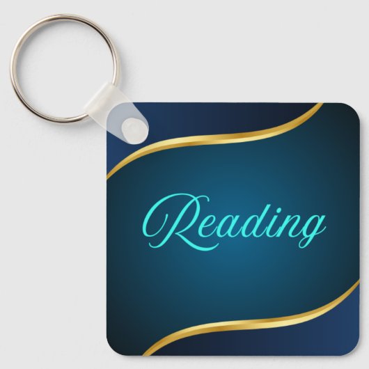 Elegant Reading Book Lover Keychain Gold Design キーホルダー (正面)