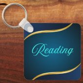 Elegant Reading Book Lover Keychain Gold Design キーホルダー (正面)