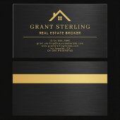 Elegant Real Estate Broker Metallic Black Gold  名刺