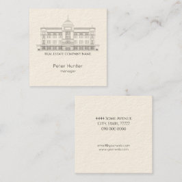 Elegant Real Estate Building Sketch Square  スクエア名刺