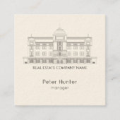 Elegant Real Estate Building Sketch Square  スクエア名刺 (正面)