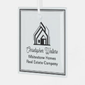 Elegant Real Estate Company Logo Custom Realtor ガラスオーナメント (正面左)