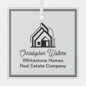 Elegant Real Estate Company Logo Custom Realtor ガラスオーナメント (正面)