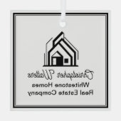 Elegant Real Estate Company Logo Custom Realtor ガラスオーナメント (裏面)