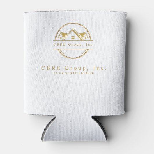 Elegant Real Estate white and gold custom logo Can 缶クーラー (正面)