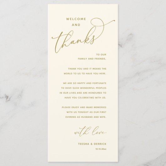 Elegant Reception "Welcome and Thanks" Guest Card プログラム (正面)