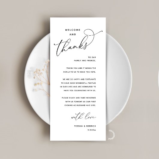 Elegant Reception "Welcome and Thanks" Guest Card プログラム