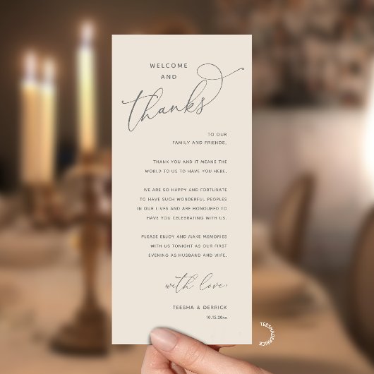 Elegant Reception "Welcome and Thanks" Guest Card プログラム