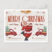 Elegant Red and Beige Watercolor Christmas ポストカード (正面)