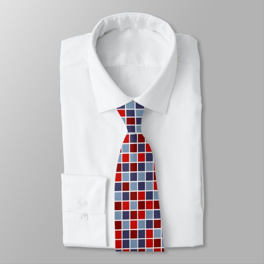 Elegant Red and Blue Checkers Pattern Neck Tie ネクタイ (タイ)