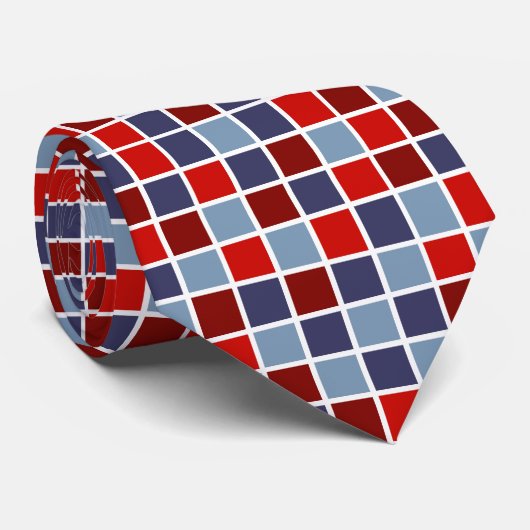 Elegant Red and Blue Checkers Pattern Neck Tie ネクタイ (ロール)