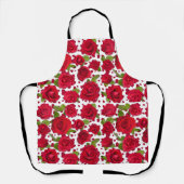 Elegant Red And Dark Pink Floral Roses Pattern エプロン (正面)