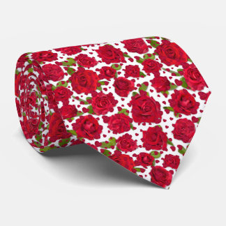 Elegant Red And Dark Pink Floral Roses Pattern ネクタイ