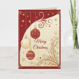 Elegant Red and Gold Christmas Greeting Card カード