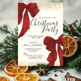 Elegant Red and Gold Christmas Party invitation 招待状
