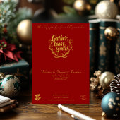 Elegant Red and Gold Christmas Party Invitation 招待状