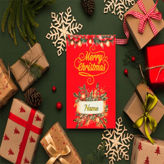 Elegant Red and Gold Christmas Photo Card | Person 招待状