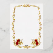 Elegant Red and Gold Floral Wedding Invitation Car 箔招待状 (裏面)