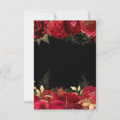 Elegant Red and Gold Flowers Sweet Sixteen 出欠カード (裏面)