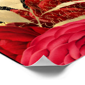 Elegant Red and Gold Flowers Sweet Sixteen Welcome ポスター (角)