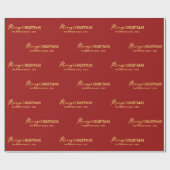 Elegant Red and Gold Merry Christmas Family Name ラッピングペーパー (フラット)