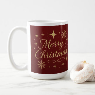Elegant Red and Gold Merry Christmas Festive  コーヒーマグカップ