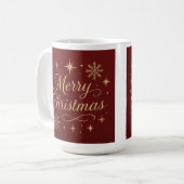 Elegant Red and Gold Merry Christmas Festive  コーヒーマグカップ (正面左)