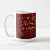 Elegant Red and Gold Merry Christmas Festive  コーヒーマグカップ (左)