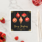 Elegant Red and Gold Ornament Christmas スタンダードカクテルナプキン (インサイチュ)