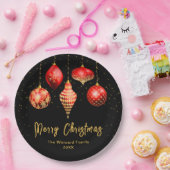Elegant Red and Gold Ornament Christmas ペーパープレート (パーティー)
